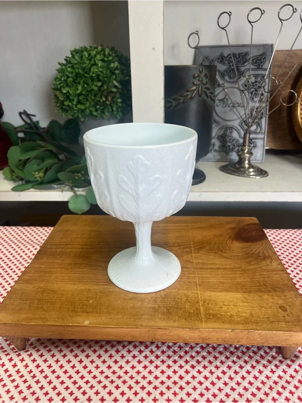 Vintage milk glass vase FTD 1975 white decor grandma core